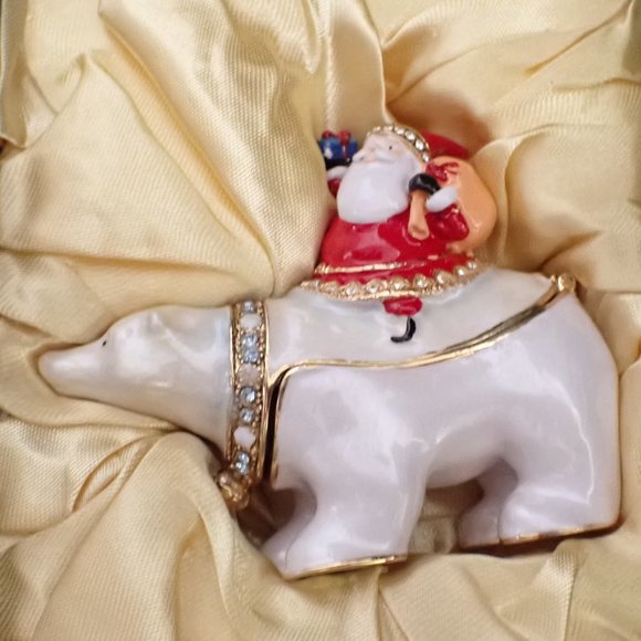 Depatment56 Santa on Polar Bear Jeweled Box/Xmas/Holiday/Santa Claus - Picture 7 of 8
